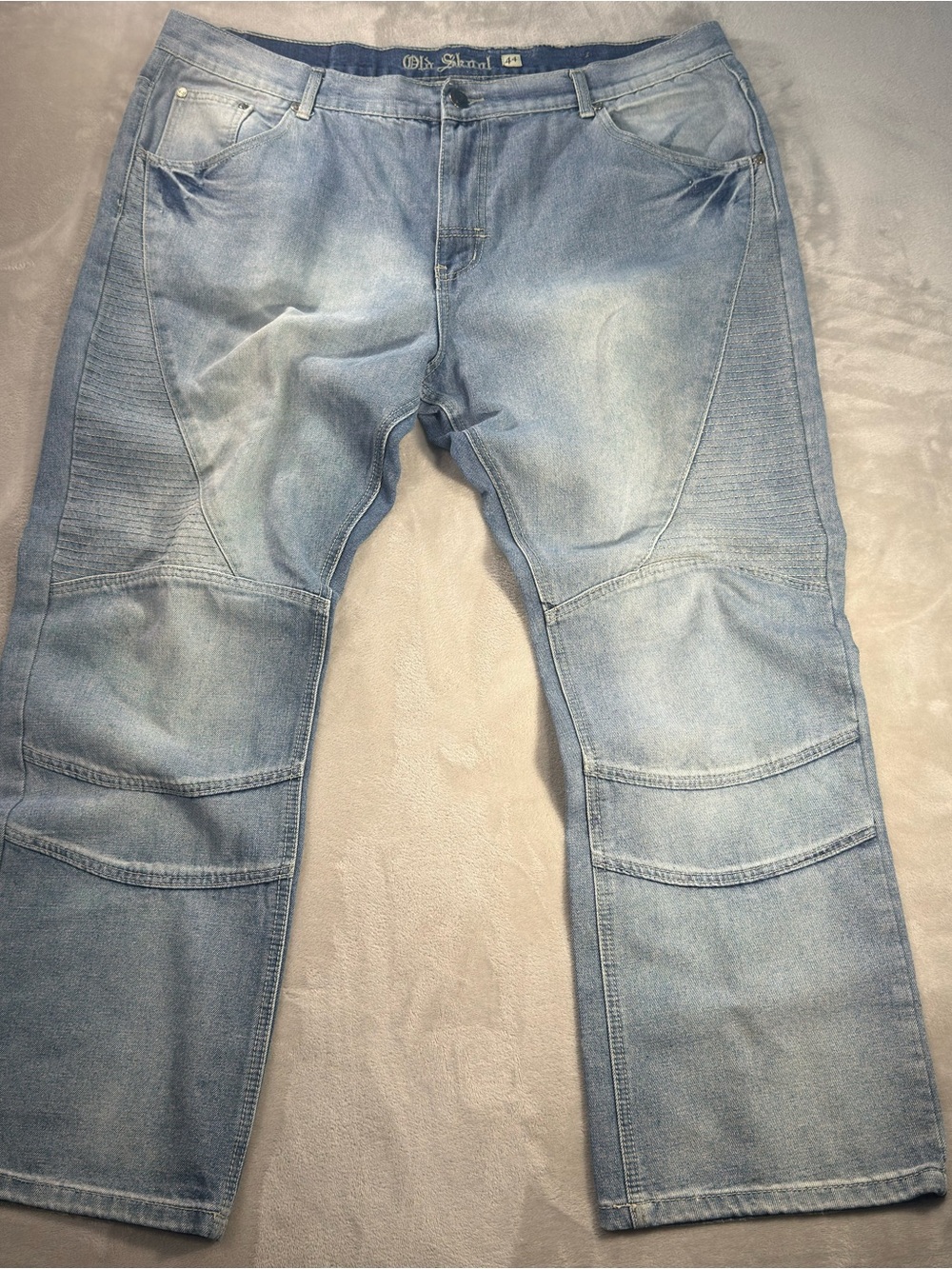 Old Skool Baggy Jeans Men's Sz 44x32 Light Blue Wash Y2k Streetwear